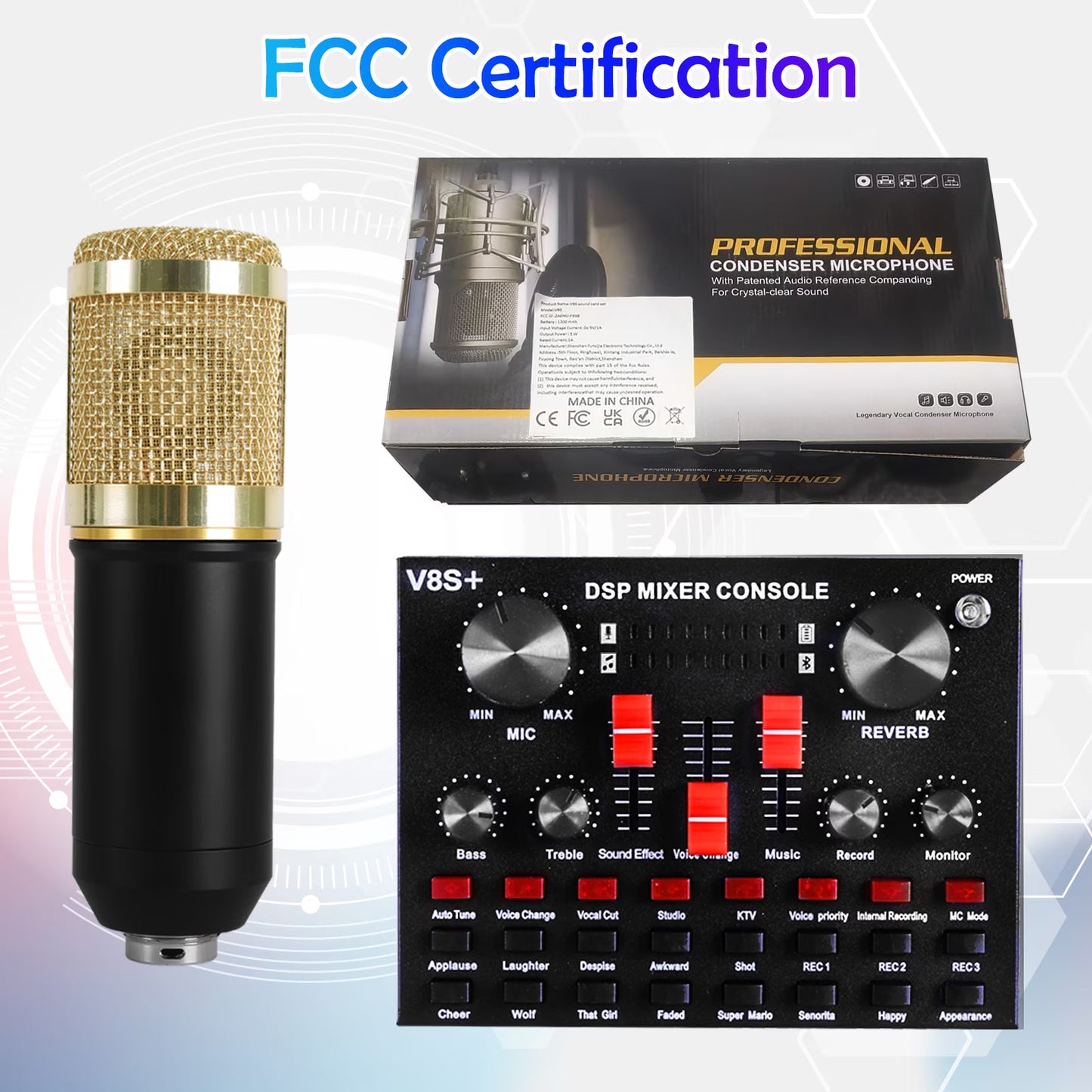 Microphone for Podcast Equipment Bundle and Studio Recording Equipment, USB Microphone, DJ18 Microphone for Computer, Perfect for Recording Podcasts and Live Streaming, White
