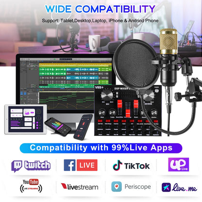 Microphone for Podcast Equipment Bundle and Studio Recording Equipment, USB Microphone, DJ18 Microphone for Computer, Perfect for Recording Podcasts and Live Streaming, White