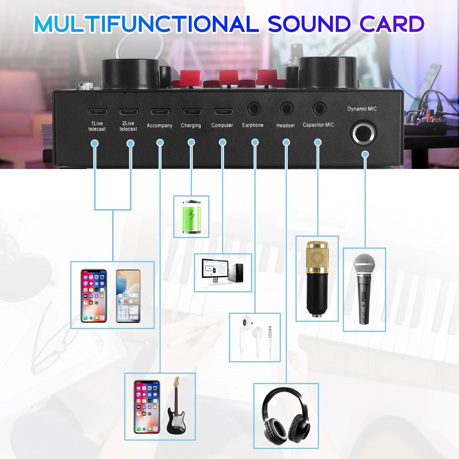 Microphone for Podcast Equipment Bundle and Studio Recording Equipment, USB Microphone, DJ18 Microphone for Computer, Perfect for Recording Podcasts and Live Streaming, White