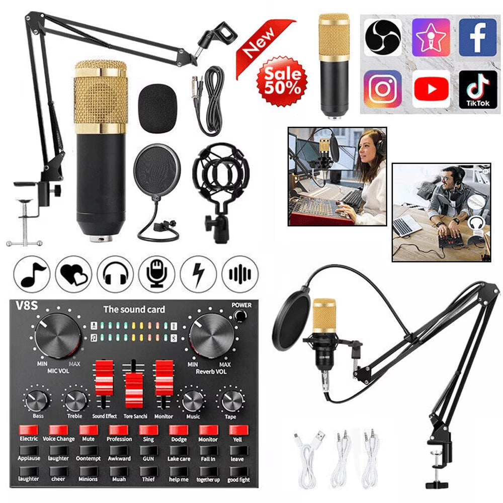 Microphone for Podcast Equipment Bundle and Studio Recording Equipment, USB Microphone, DJ18 Microphone for Computer, Perfect for Recording Podcasts and Live Streaming, White