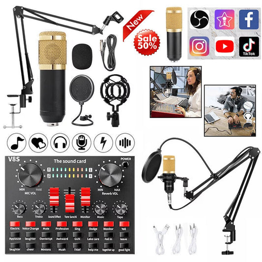 Microphone for Podcast Equipment Bundle and Studio Recording Equipment, USB Microphone, DJ18 Microphone for Computer, Perfect for Recording Podcasts and Live Streaming, White