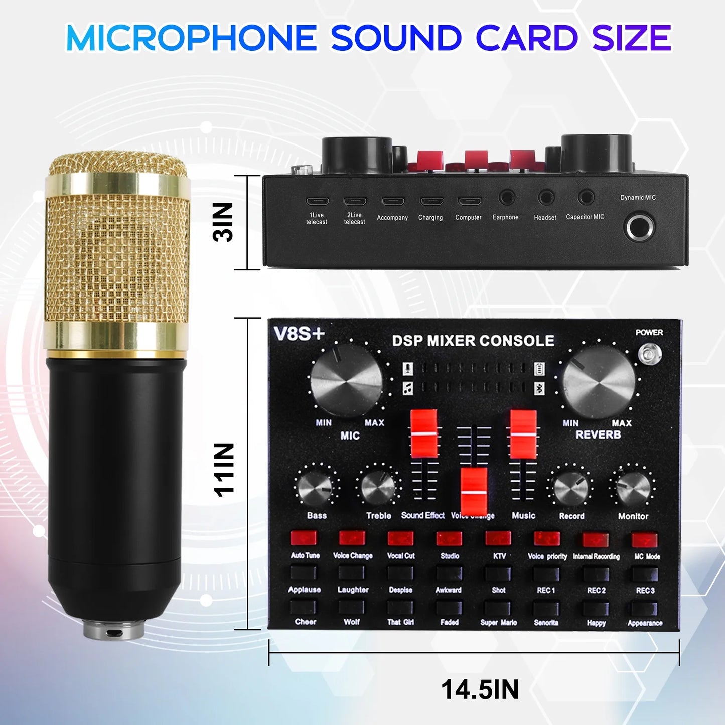 Microphone for Podcast Equipment Bundle and Studio Recording Equipment, USB Microphone, DJ18 Microphone for Computer, Perfect for Recording Podcasts and Live Streaming, White