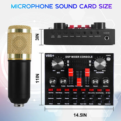 Microphone for Podcast Equipment Bundle and Studio Recording Equipment, USB Microphone, DJ18 Microphone for Computer, Perfect for Recording Podcasts and Live Streaming, White