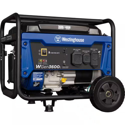 4,650/3,600-Watt Recoil Start Gas Powered Portable Generator with Wheel and Handle Kit, CO Sensor